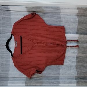 Prana Short Sleeve Button Down Tie Top Size S